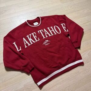 Abercrombie & Fitch Lake Tahoe California Graphic Sweatshirt Red Mens Large L